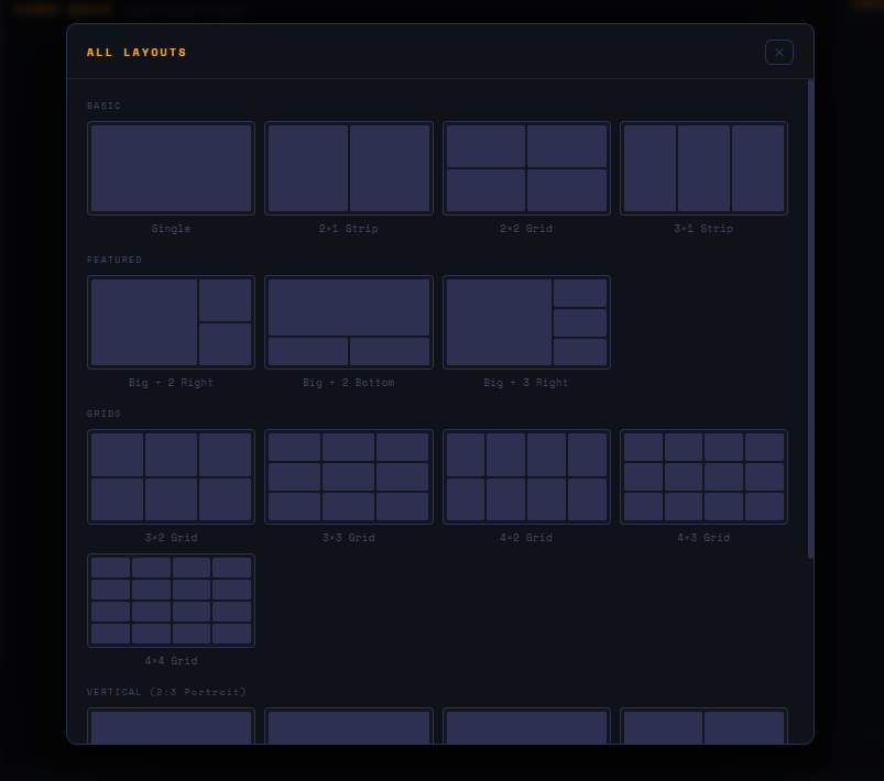 ThumbForge Screenshot. Layout Optionen